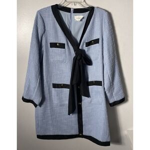 Pomander Place Light Blue Coco Tweed Bow Dress Size Large